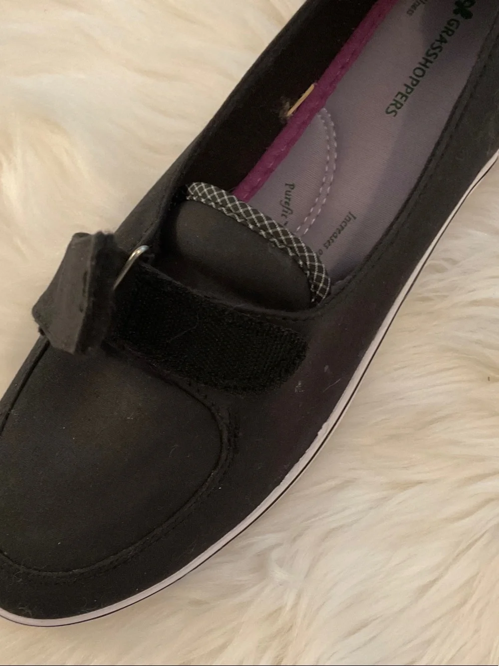 Comfortable Black Slip-On Shoes/Velcro Closure/comfort